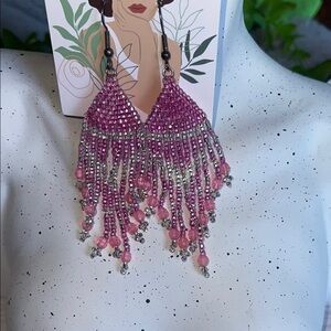 Glamorous Pink and Silver Cascading Earrings